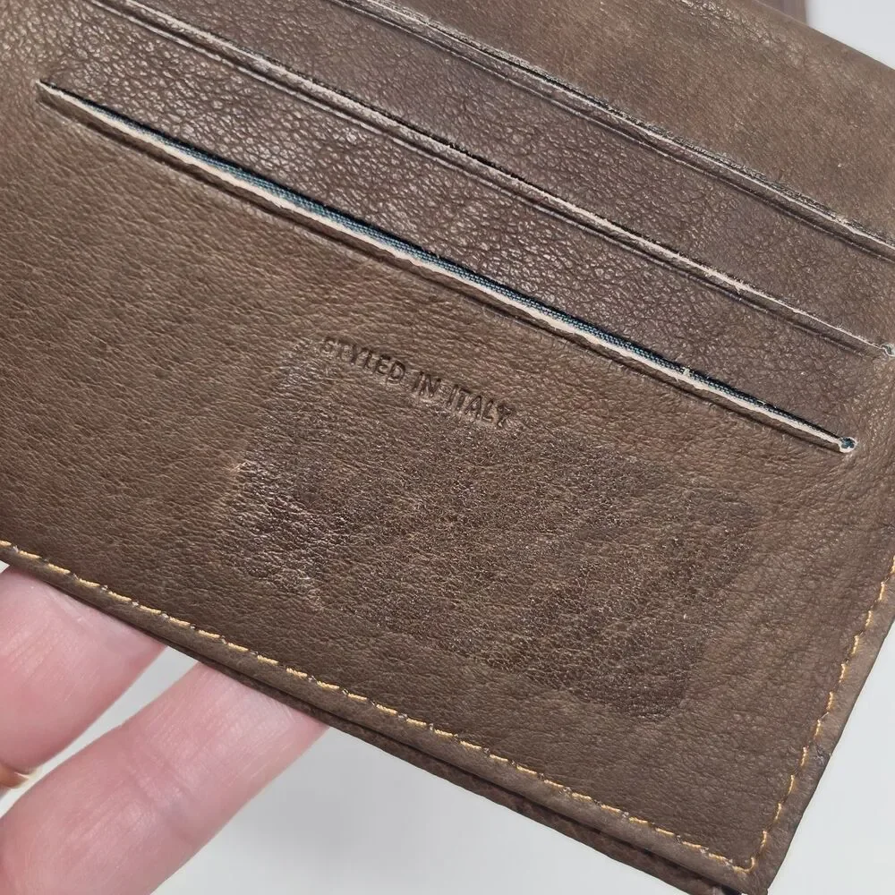 Barocco Style Genuine Soft Leather Unisex Trifold Wallet New With Imperfection